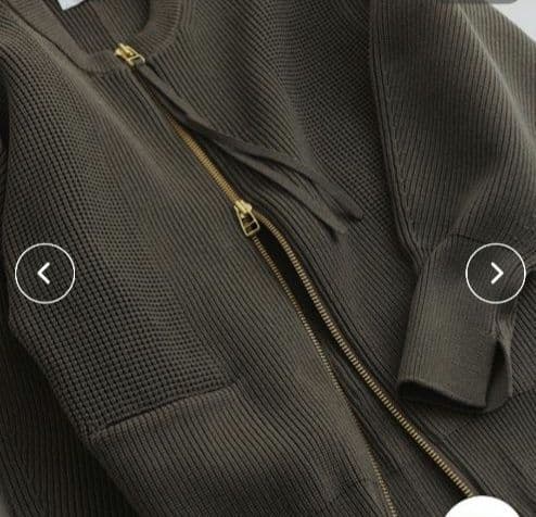 最終価格 美品 ADAM ET ROPE' ジップニットカーディガン カーキ