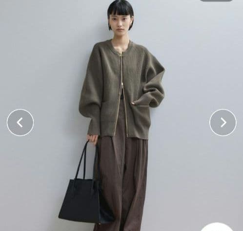 最終価格 美品 ADAM ET ROPE' ジップニットカーディガン カーキ