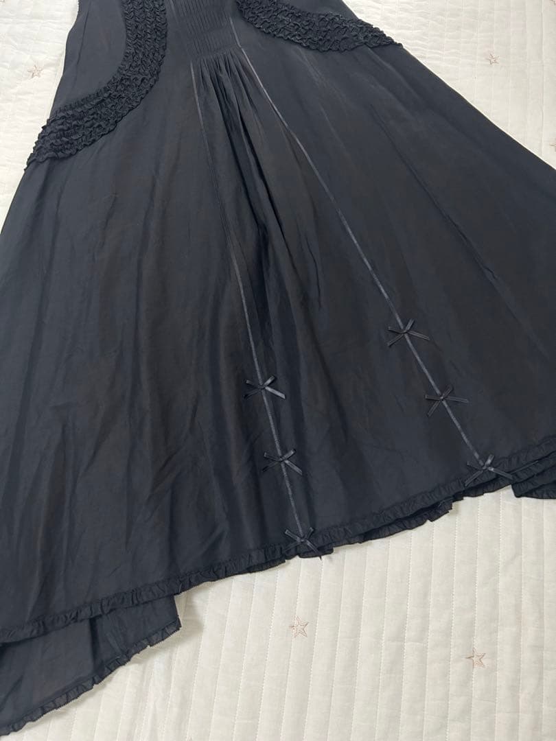 ピンクハウス　ダブリエ　綿ローン　ピコフリル　リボン　サテン　エプロン