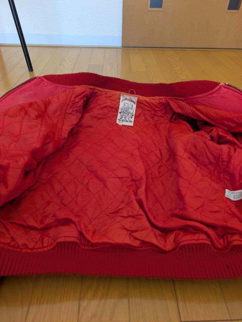 AVIREX 赤 レザージャケット TRACK FIELD　サイズS