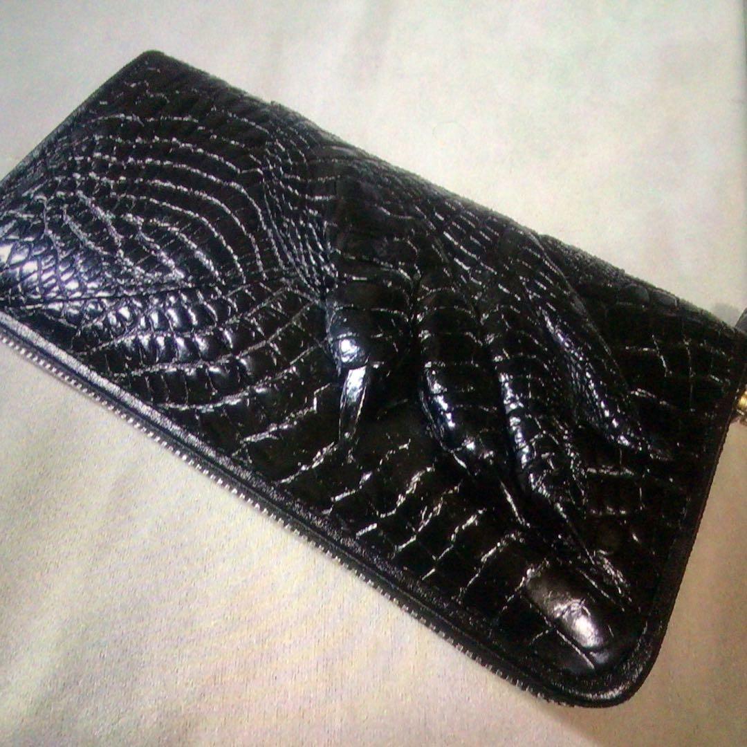 現品限り￼ シャムワニクロコダイル￼ ラウンドファスナーウォレット￼ 爪付￼ 腹