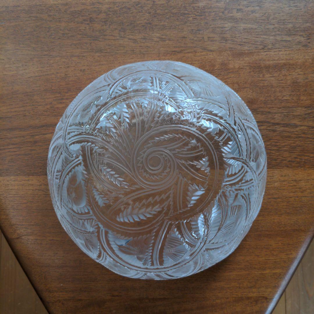 ラリック　クリスタルガラス　陽刻小鳥図ボウル