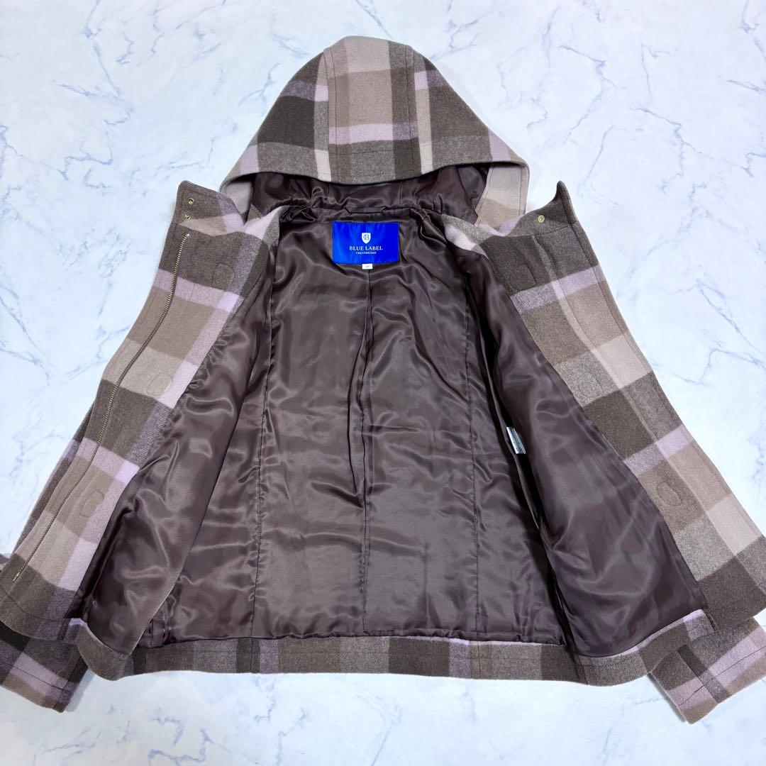 未使用タグ付 ブルーレーベル クレストブリッジ ダッフルコート40 L チェック