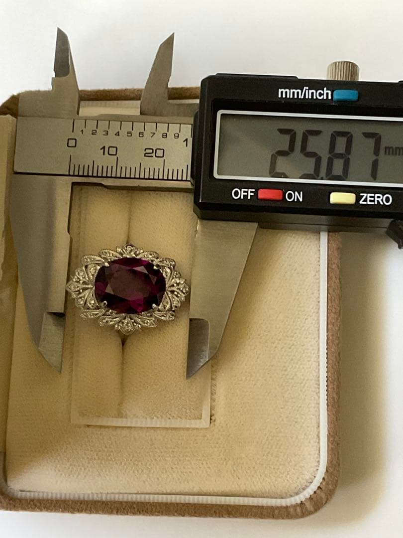 pt900ロードライトガーネットダイヤモンドリング