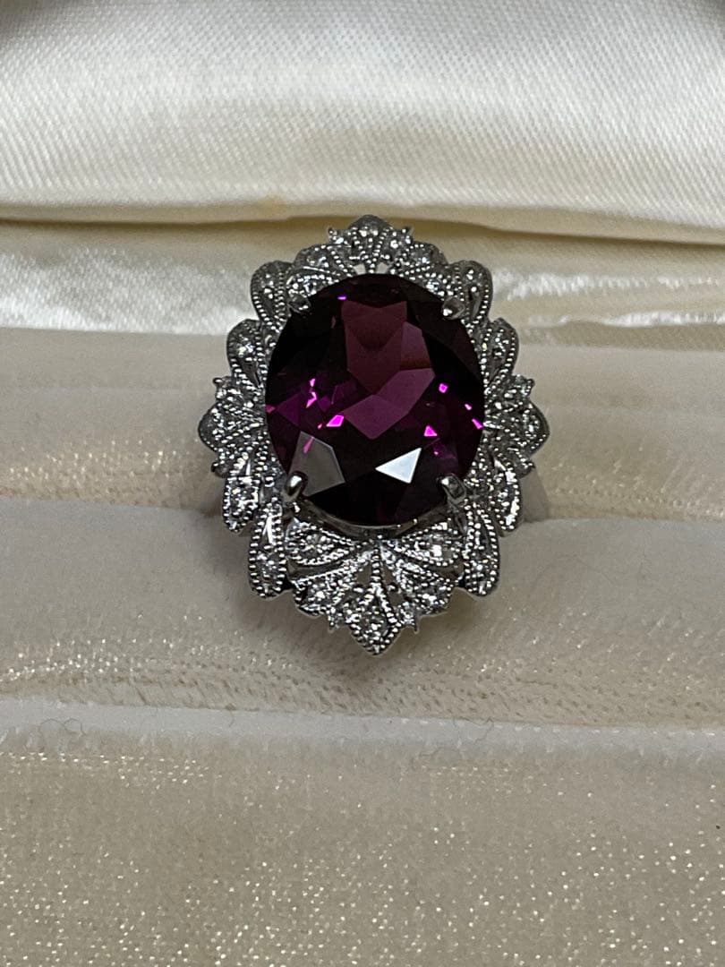 pt900ロードライトガーネットダイヤモンドリング