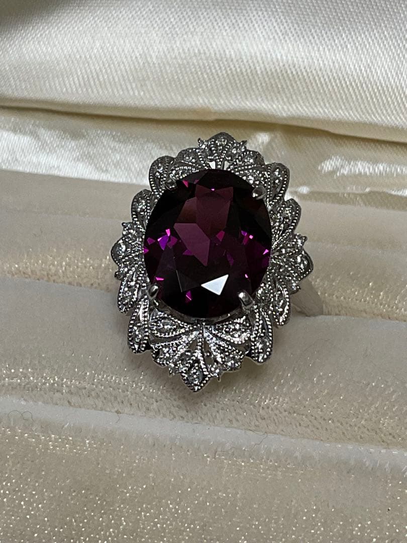 pt900ロードライトガーネットダイヤモンドリング