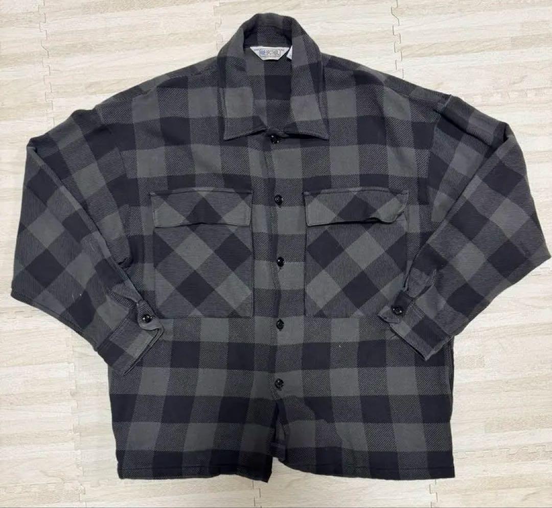 FIVE BROTHER グレー系チェック ネルシャツ Lサイズ相当