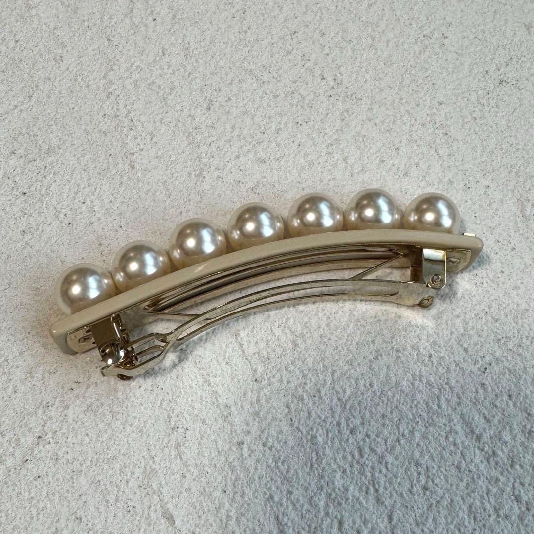 アレクサンドルドゥパリ パール バレッタ 8cm ベージュ ヘアクリップ