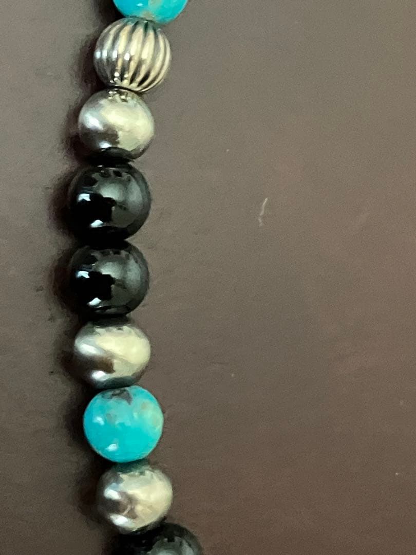 オニキス　ターコイズ　ナバホパール　ネックレス