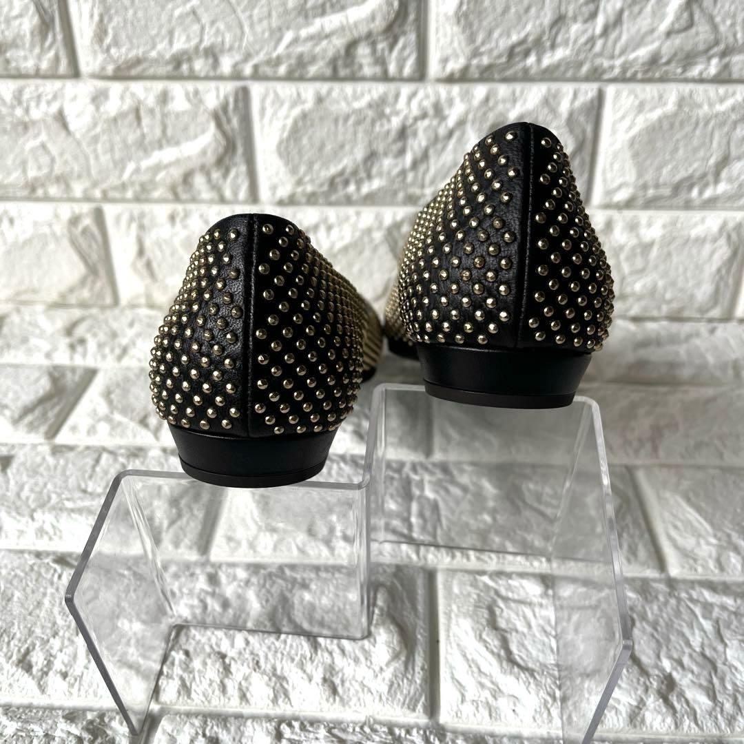 ほぼ新品ジュゼッペ ザノッティ ゴールドスタッズ黒パンプス 37.5 イタリア