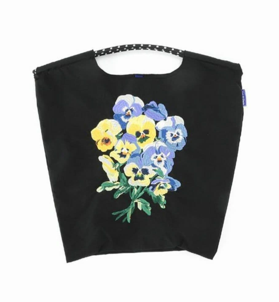ボールアンドチェーン　トライト　刺繍 コラボバッグ　パンジー　黒