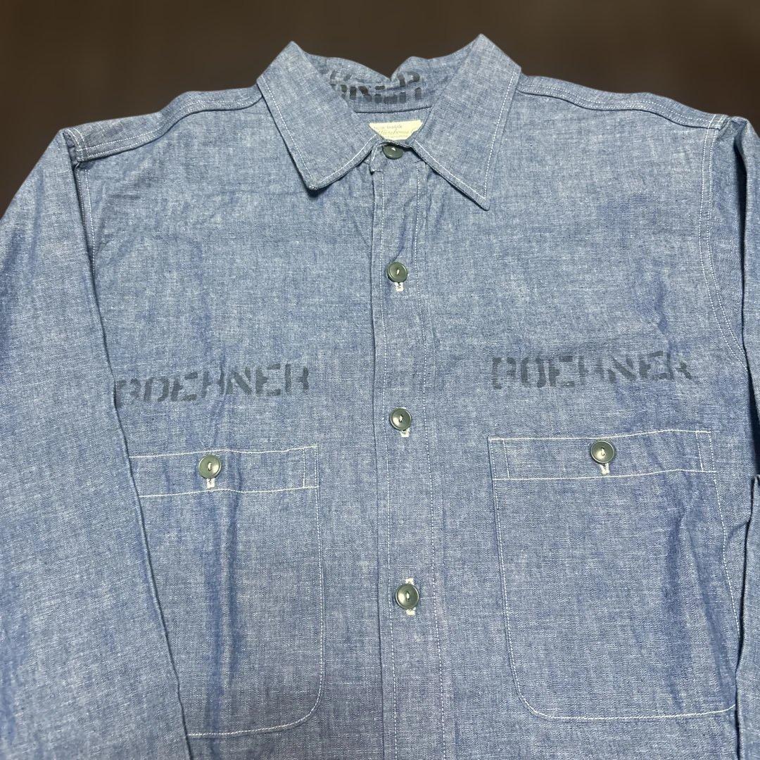 Warehouseシャンブレーシャツ 前面ポケット付き