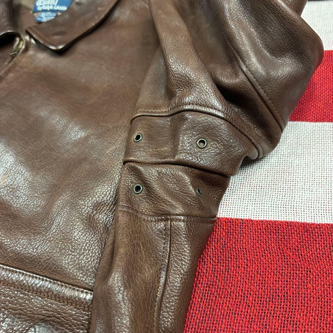 名作 ラルフローレン A2レザージャケット ブラウン フライトジャケット 90s