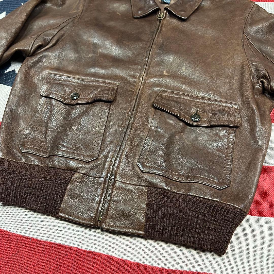 名作 ラルフローレン A2レザージャケット ブラウン フライトジャケット 90s