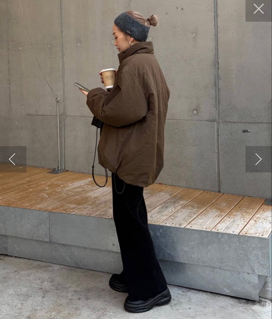 PON企画中綿スタンドカラージャケット　ブラウン