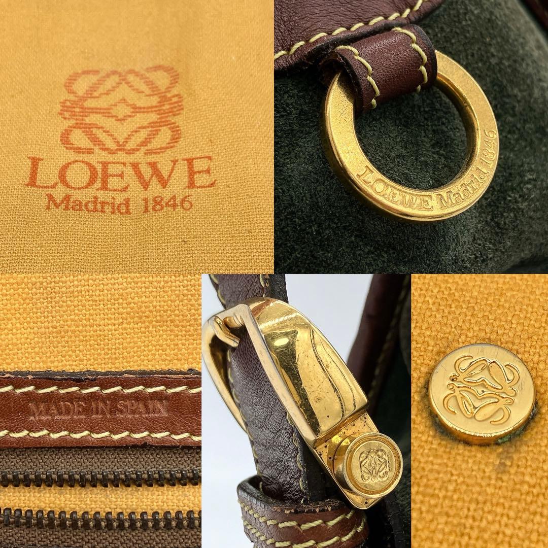 【LOEWE】メッセンジャーバッグ　アナグラム　ゴールド金具　スエード　レザー