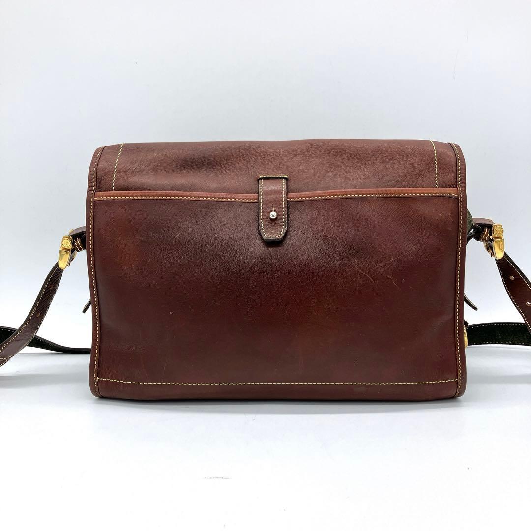 【LOEWE】メッセンジャーバッグ　アナグラム　ゴールド金具　スエード　レザー