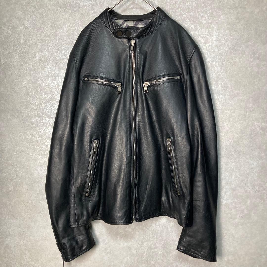 【美品】ポールスミス　PaulSmith　レザージャケット　ラム　ペイズリー