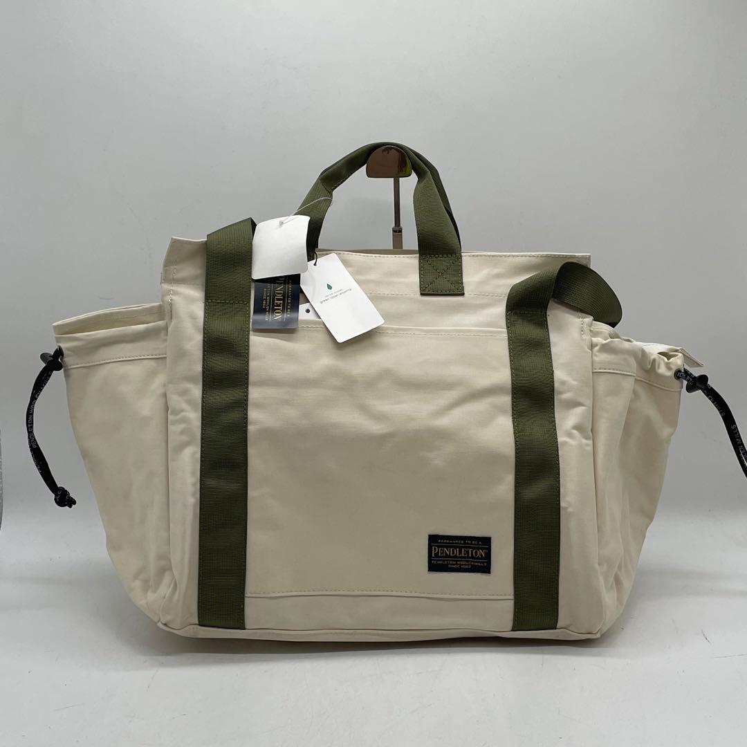 BN3470ペンデルトン　マザーズトート オフホワイト ポーチ2個 タグ付き