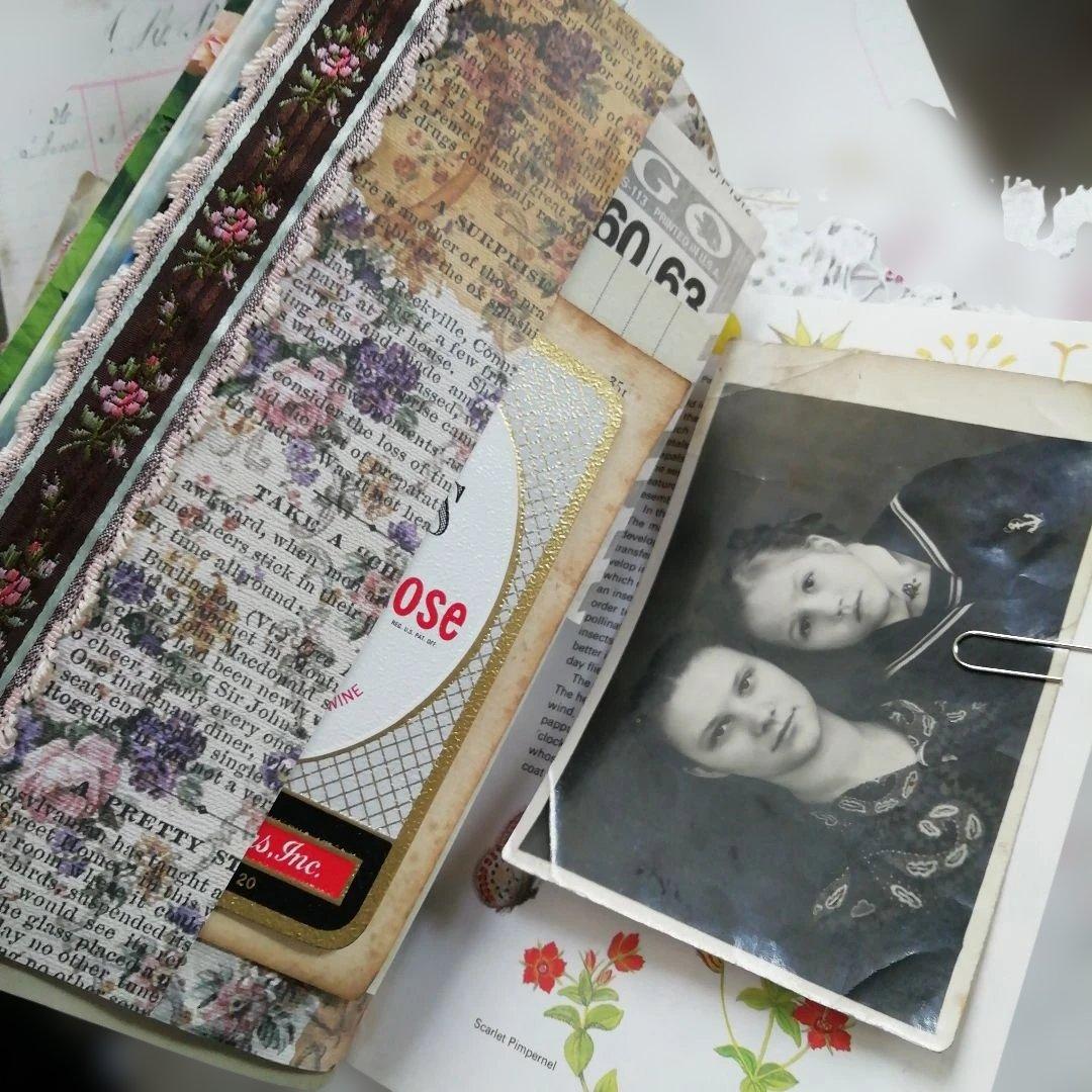 vintage pinkジャンクジャーナル　雑記帳　ヴィンテージ　お花と子ども