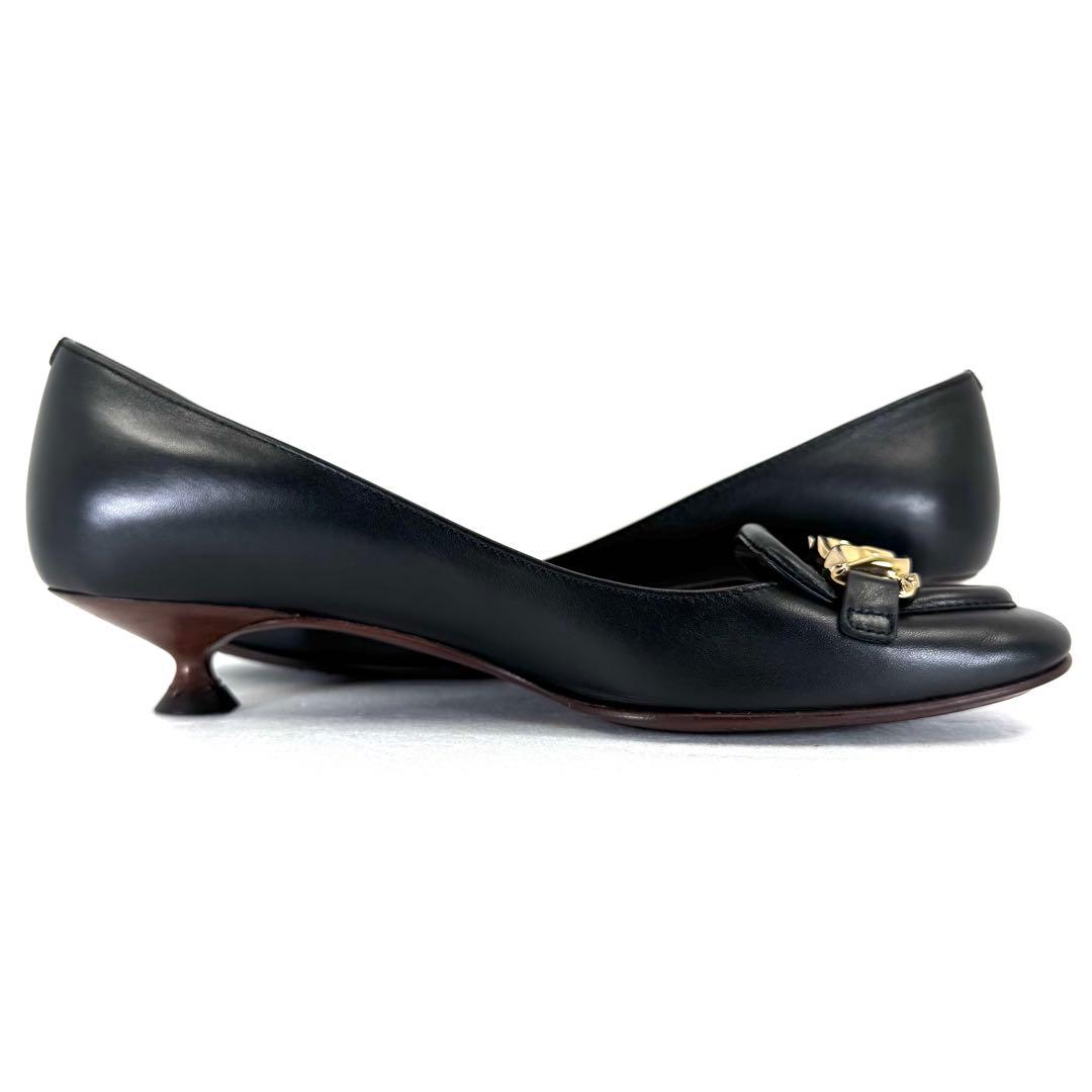 【Tod's】トッズ（24.5cm） メタルチェーン パンプス スクエアトゥ