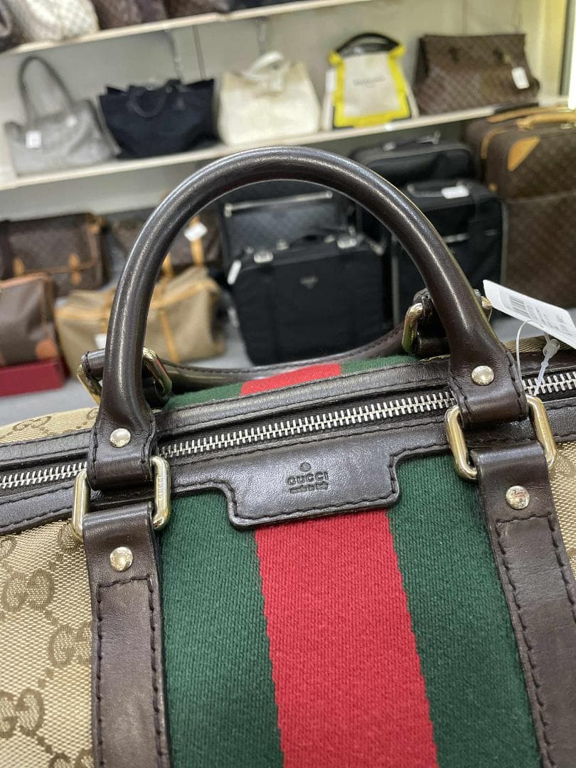 Gucci ボストンバッグ ベージュ/グリーン/レッド