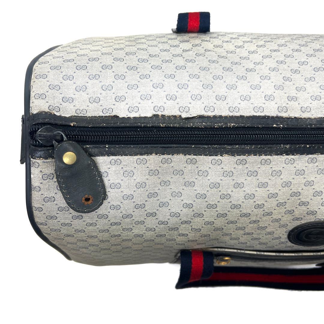 【美品】グッチ トラベルバッグ シェリーライン マイクロGG PVC 鍵タグ付