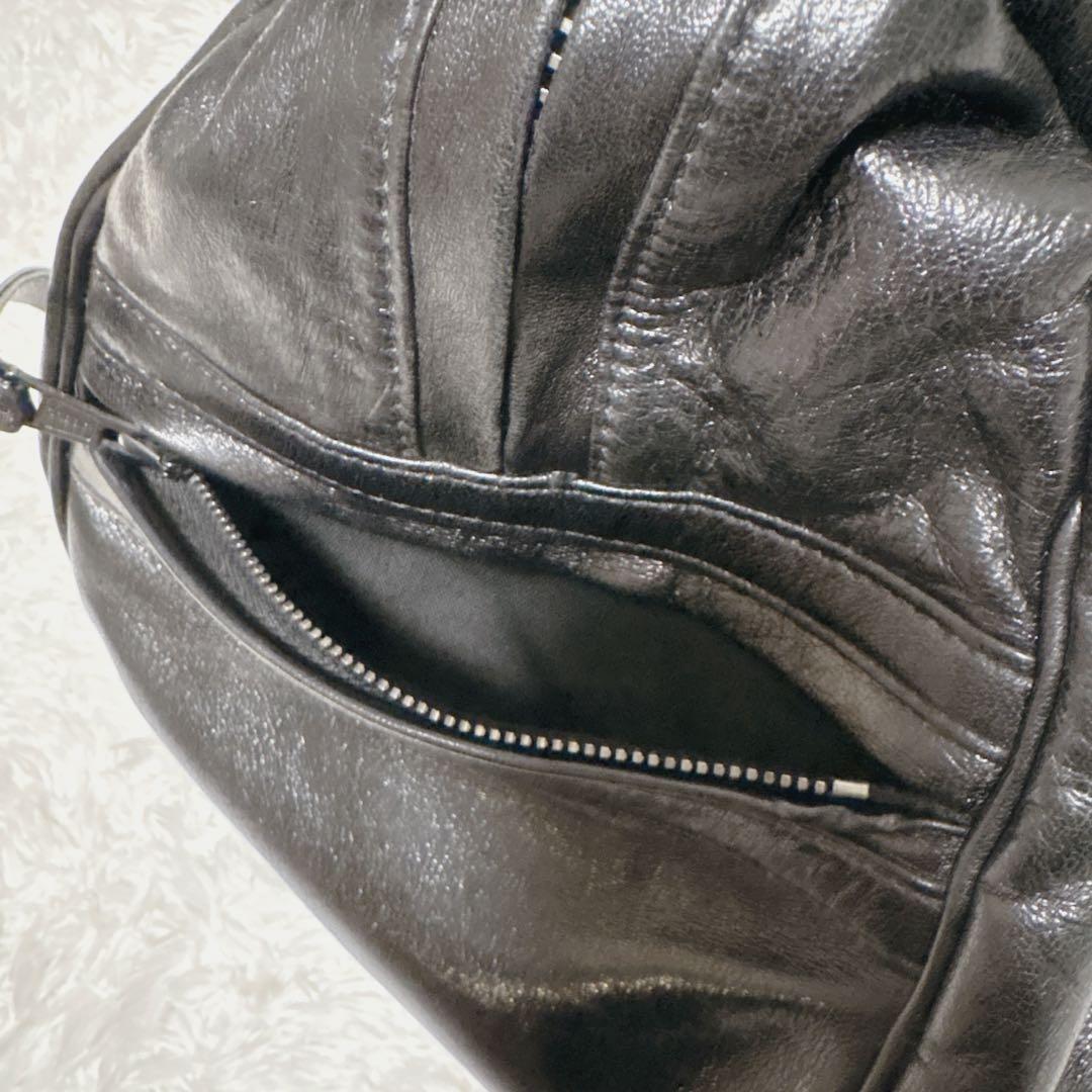 【美品】AKM ラムレザー ボストンバッグ 黒 Y2K アーカイブ LAMPO