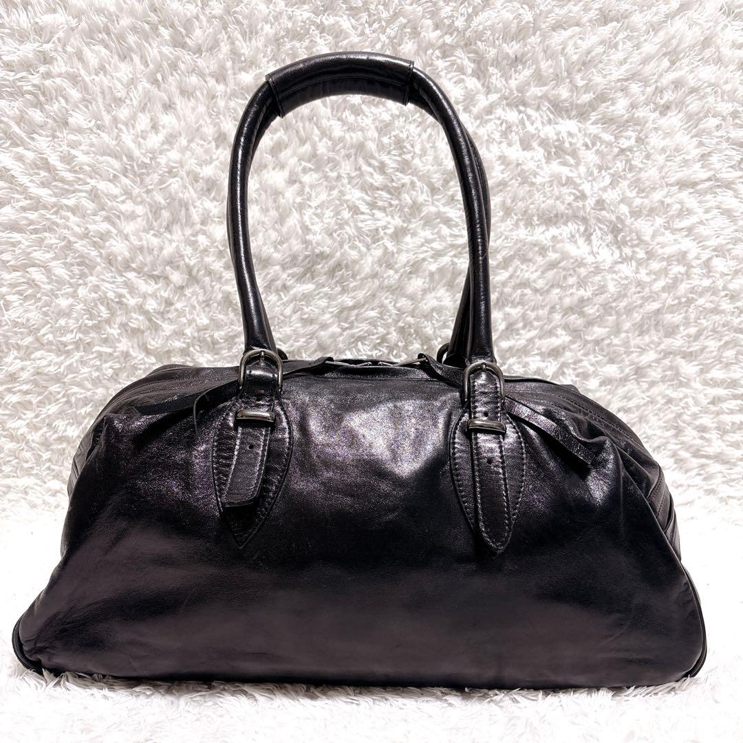 【美品】AKM ラムレザー ボストンバッグ 黒 Y2K アーカイブ LAMPO