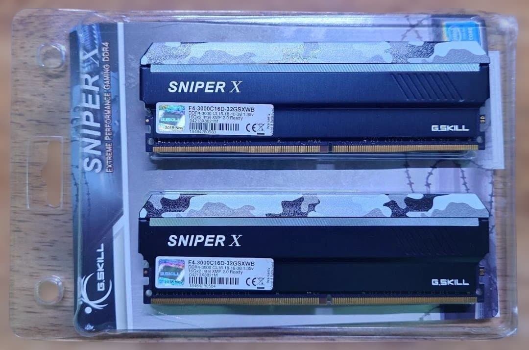 DDR4 16GB 2枚 G.Skill F4-3000C16D-32GSXWB