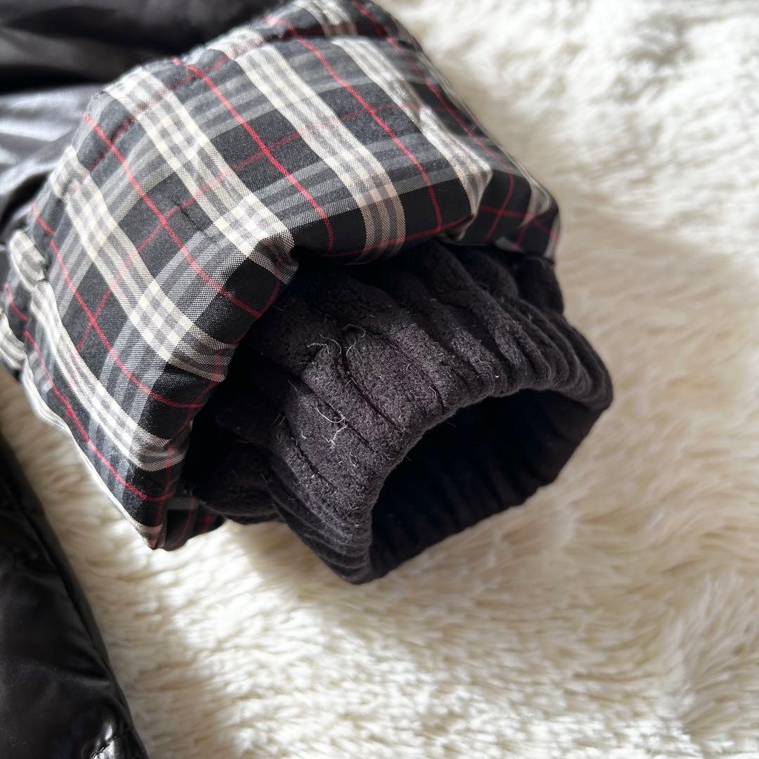 バーバリーブルーレーベル ダウンコート 裏地チェック ブラック ダウン80% M