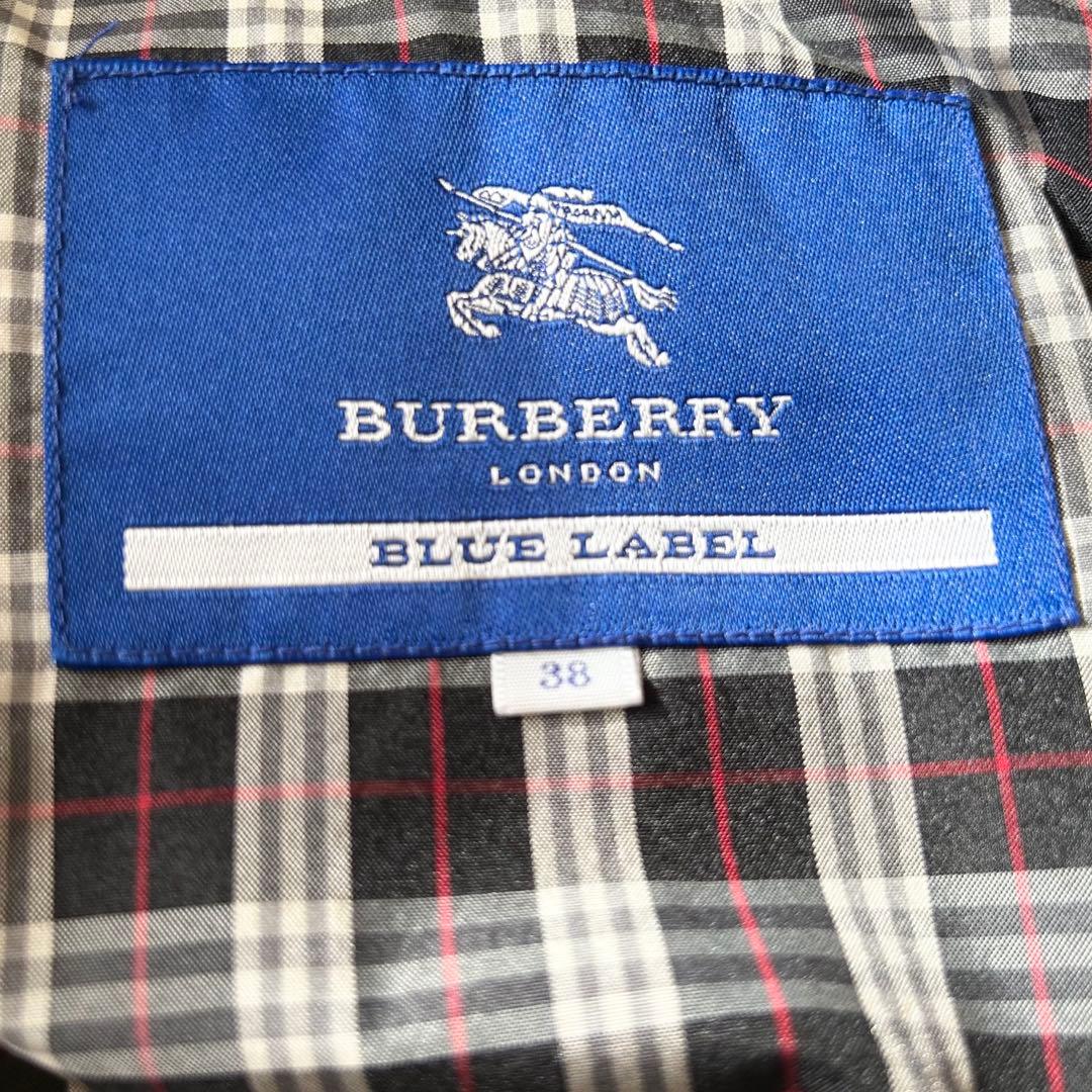 バーバリーブルーレーベル ダウンコート 裏地チェック ブラック ダウン80% M