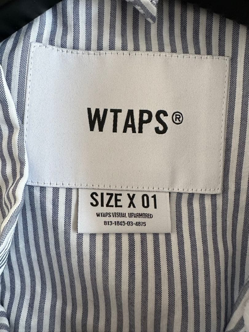 WTAPS ストライプ クールマックス半袖シャツ サイズX 01 ネイビー