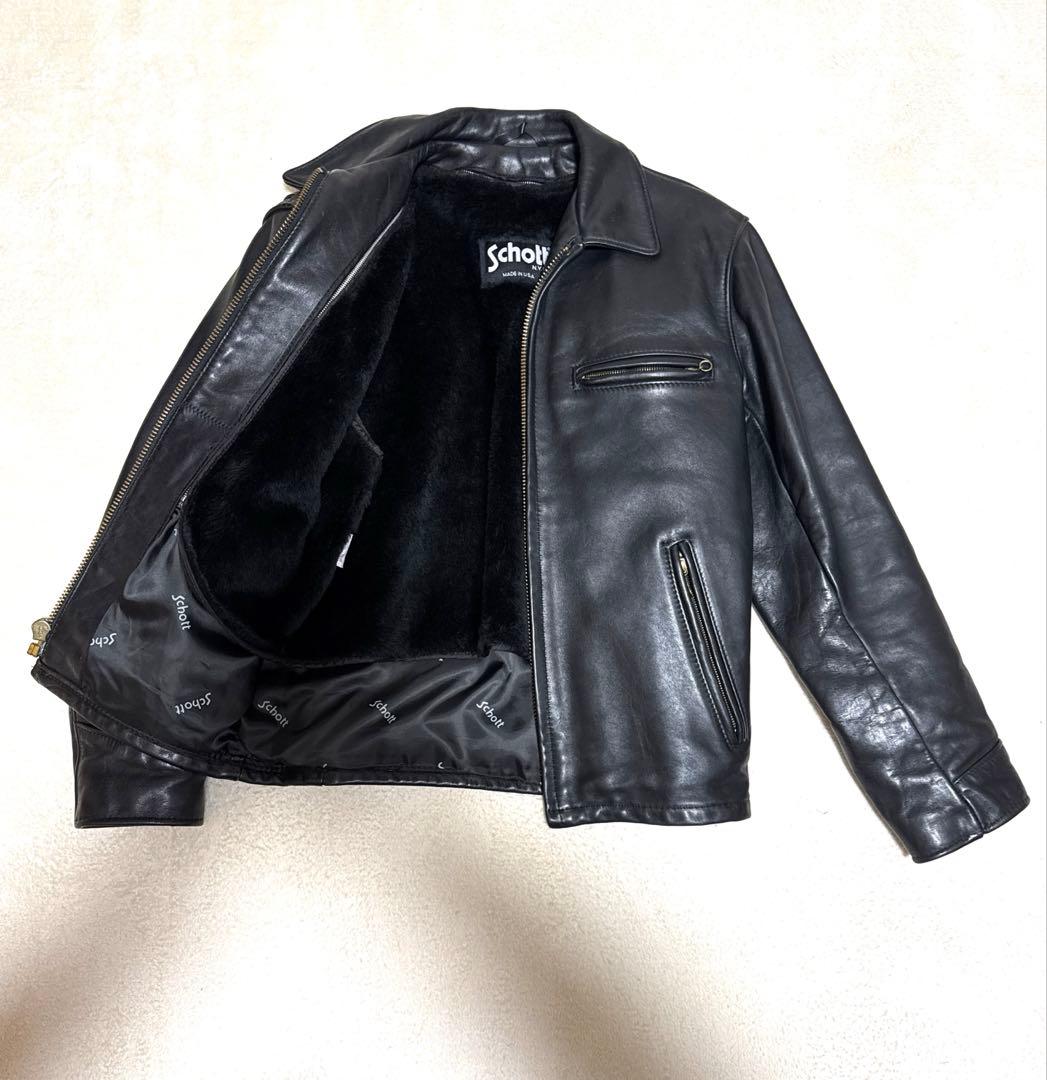 美品✨schott ヴィンテージ シングルライダース 牛革　38 黒 ライナー