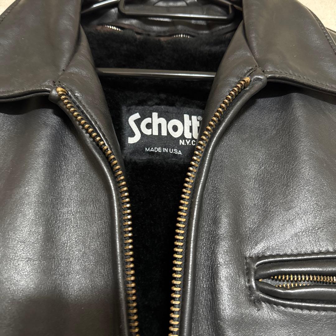 美品✨schott ヴィンテージ シングルライダース 牛革　38 黒 ライナー