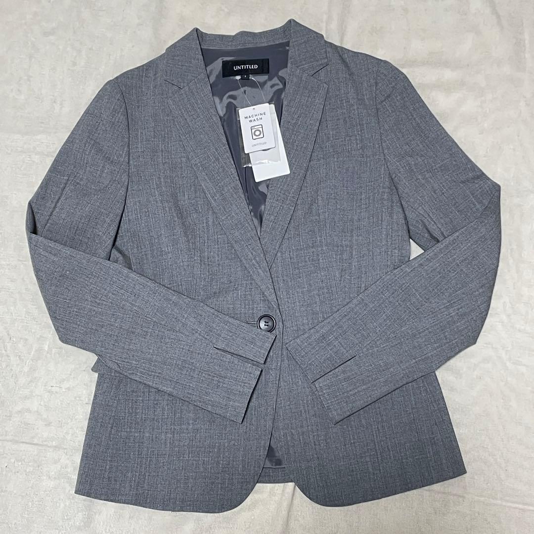 新品 アンタイトル パンツスーツ セットアップ 現行タグ 洗える グレー S