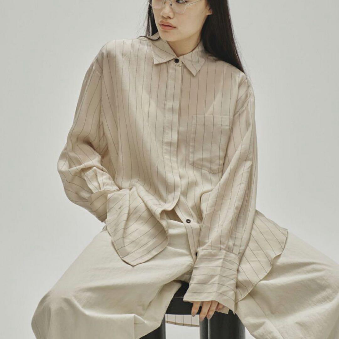 todayful stripe silky shirts アイボリー