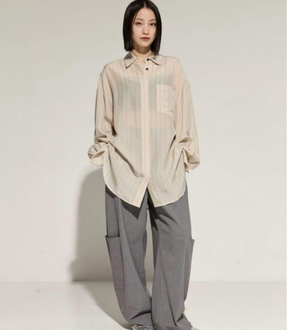 todayful stripe silky shirts アイボリー