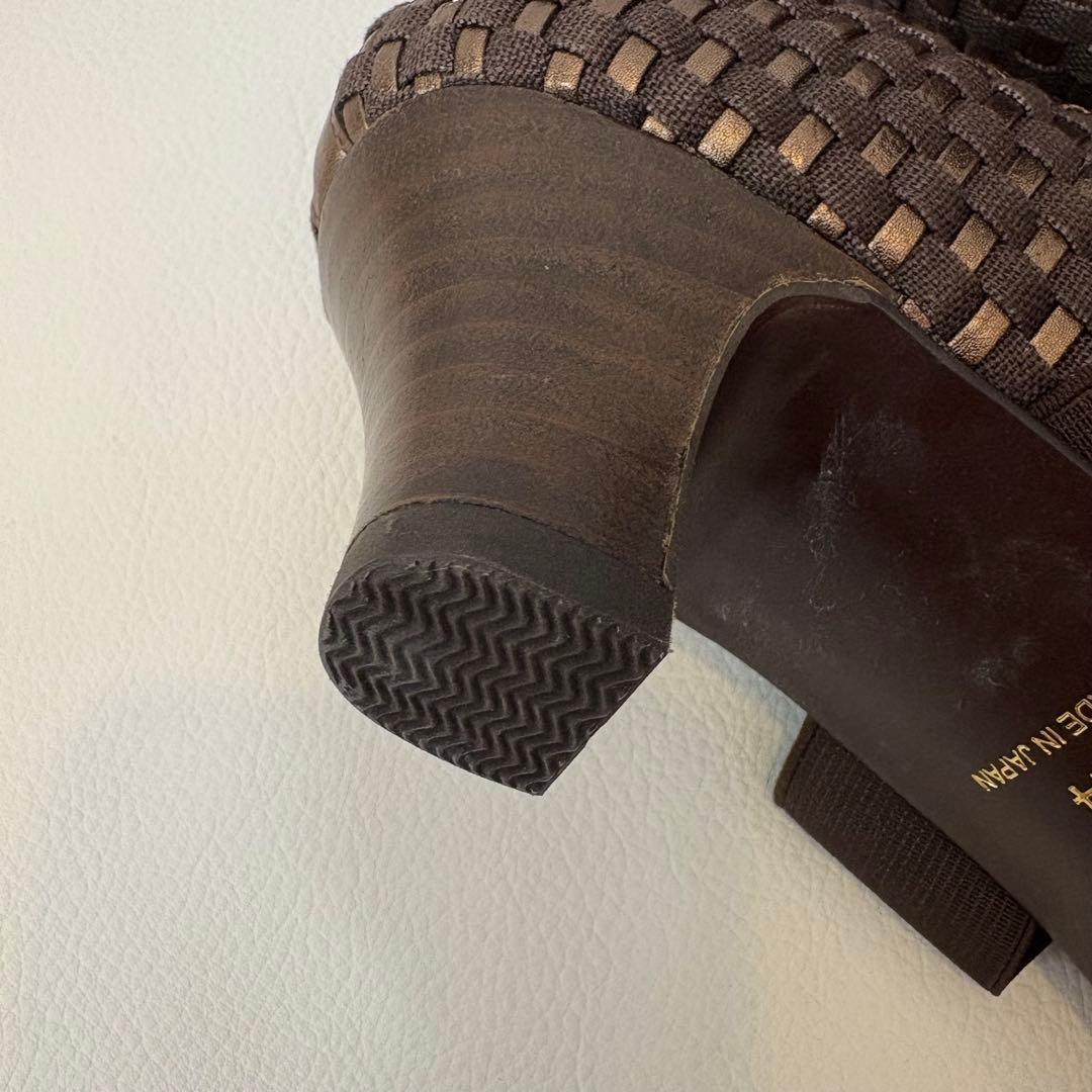 新品 銀座 ヨシノヤ メッシュ パンプス 靴 ブラウン 茶 日本製