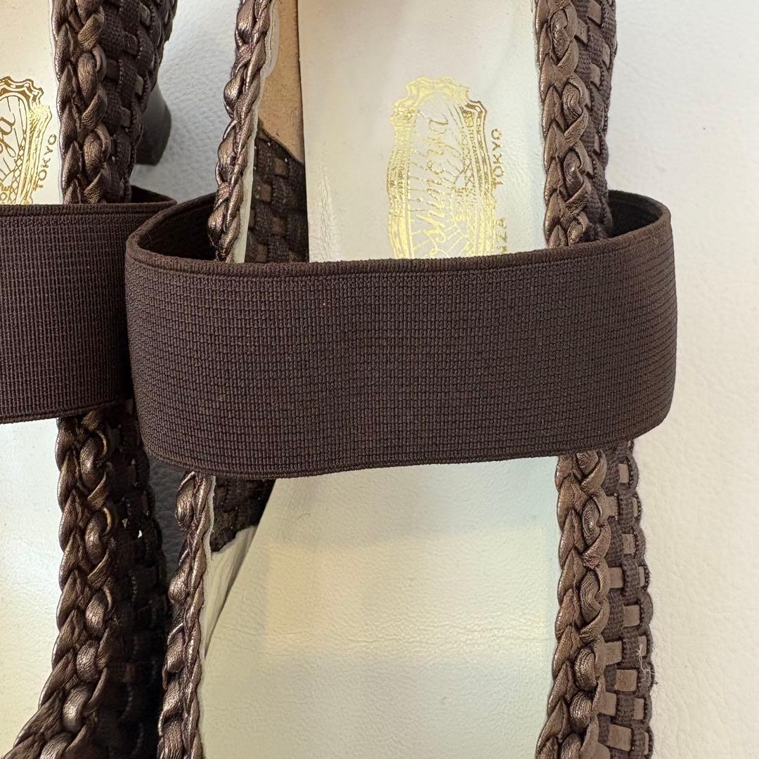 新品 銀座 ヨシノヤ メッシュ パンプス 靴 ブラウン 茶 日本製