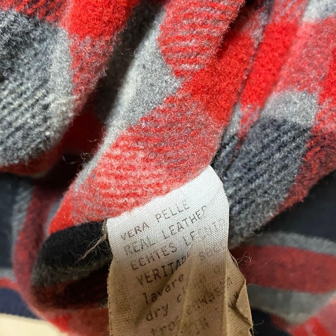 イタリア製 Boston レザー フライトジャケット 黒 襟ムートン 裏チェック