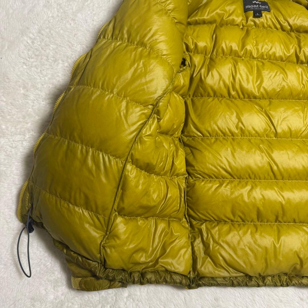 極美品モンベル800FP アルパインダウンパーカ黄L短丈y2kドローコード