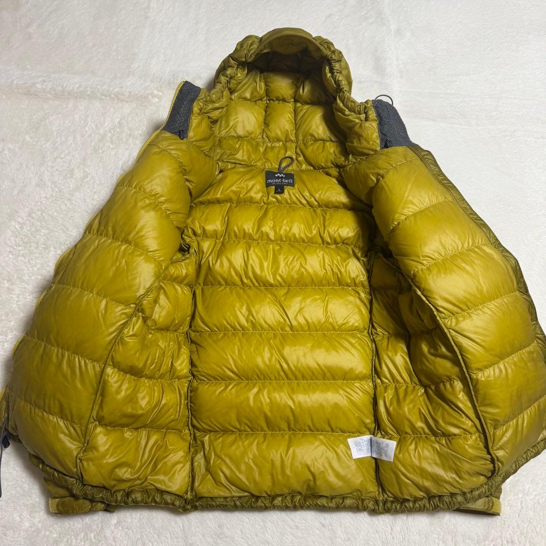 極美品モンベル800FP アルパインダウンパーカ黄L短丈y2kドローコード