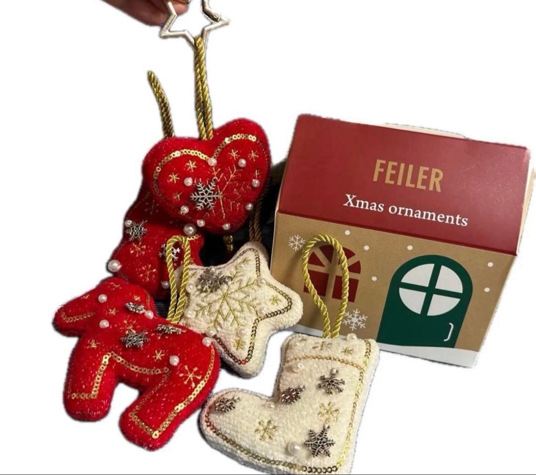 新品　フェイラー　クリスマスオーナメント5つセット　可愛い箱入り