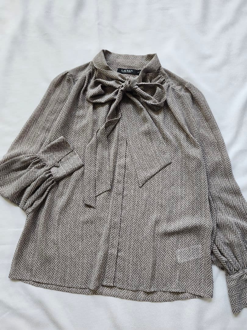 ローレン ラルフローレン ヘリンボーン ボウタイ ブラウス