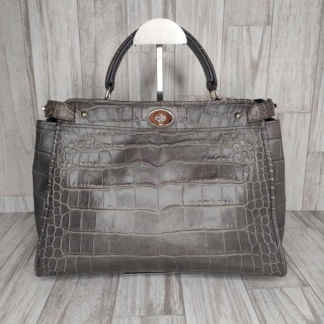 55 COACH コーチ　クロコ型押し　2WAY ハンドバッグ　ショルダーバッグ
