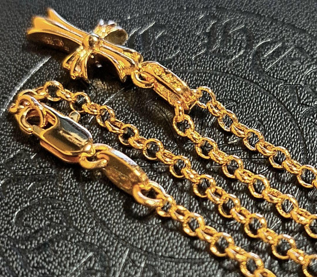クロムハーツ CHクロス ベビーファットチャーム 1p×ロールチェーン 22K
