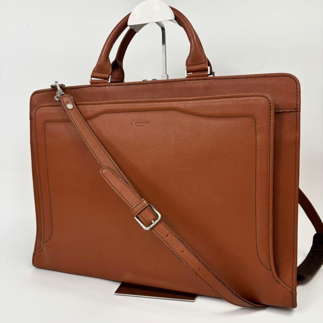 美品　アクアスキュータム マルエム 2way ビジネスバッグ クラブチェック　革