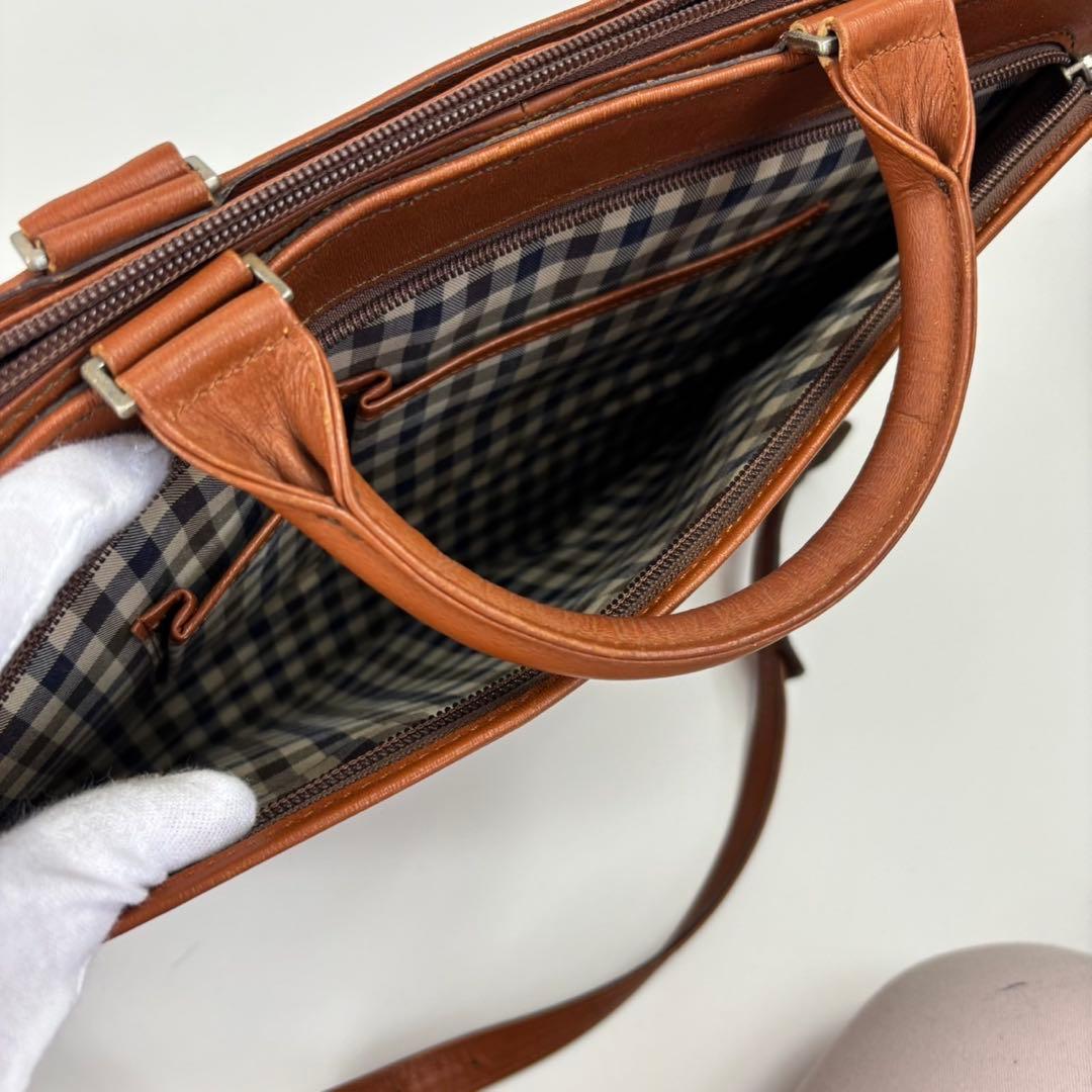 美品　アクアスキュータム マルエム 2way ビジネスバッグ クラブチェック　革