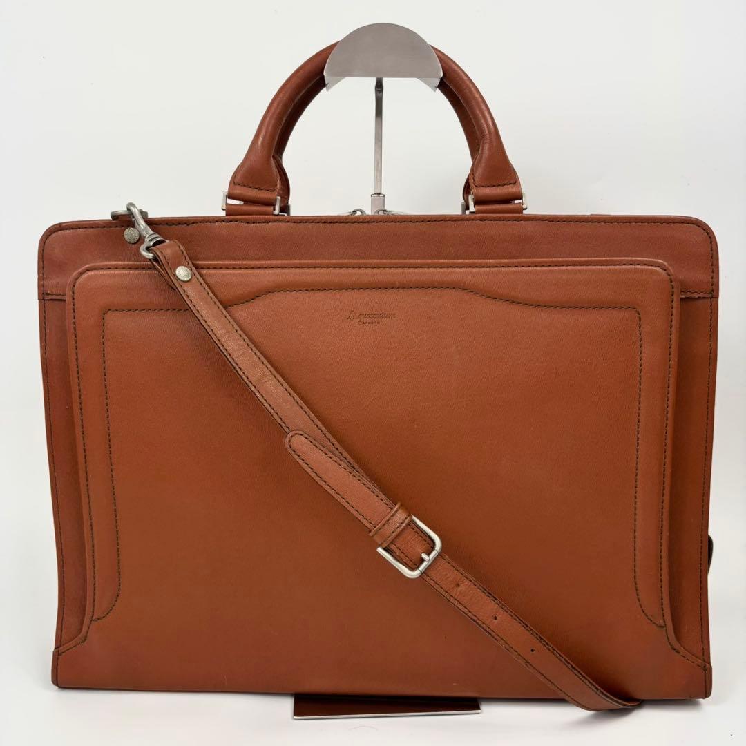 美品　アクアスキュータム マルエム 2way ビジネスバッグ クラブチェック　革